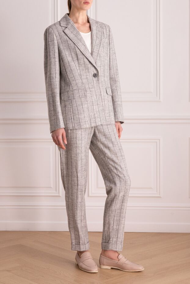 Lorena Antoniazzi women's suit gray striped from blended fabric with the addition of wool
 163446 - photo 3