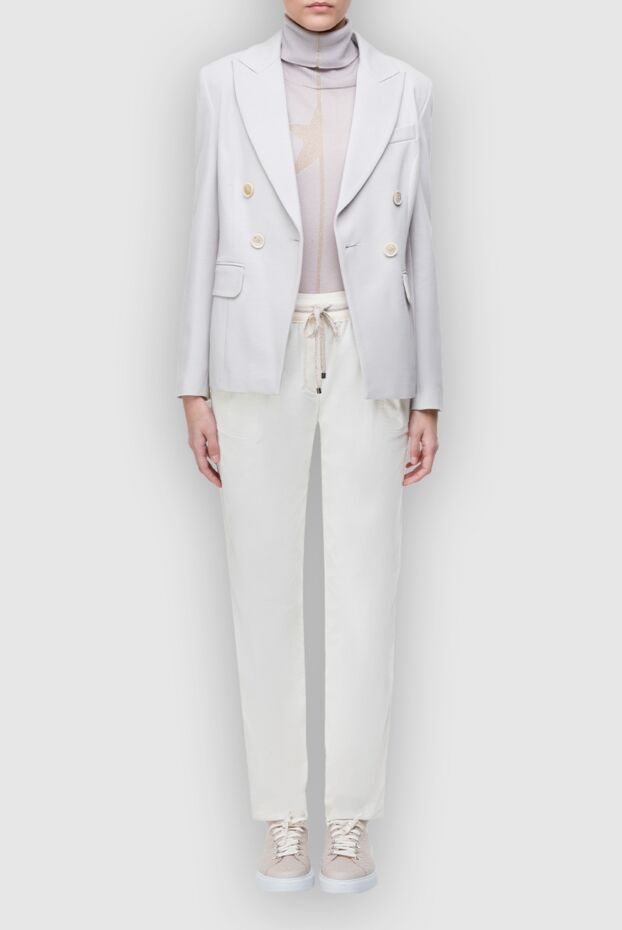 Lorena Antoniazzi women's light gray double-breasted jacket with contrasting buttons 163452 - photo 2