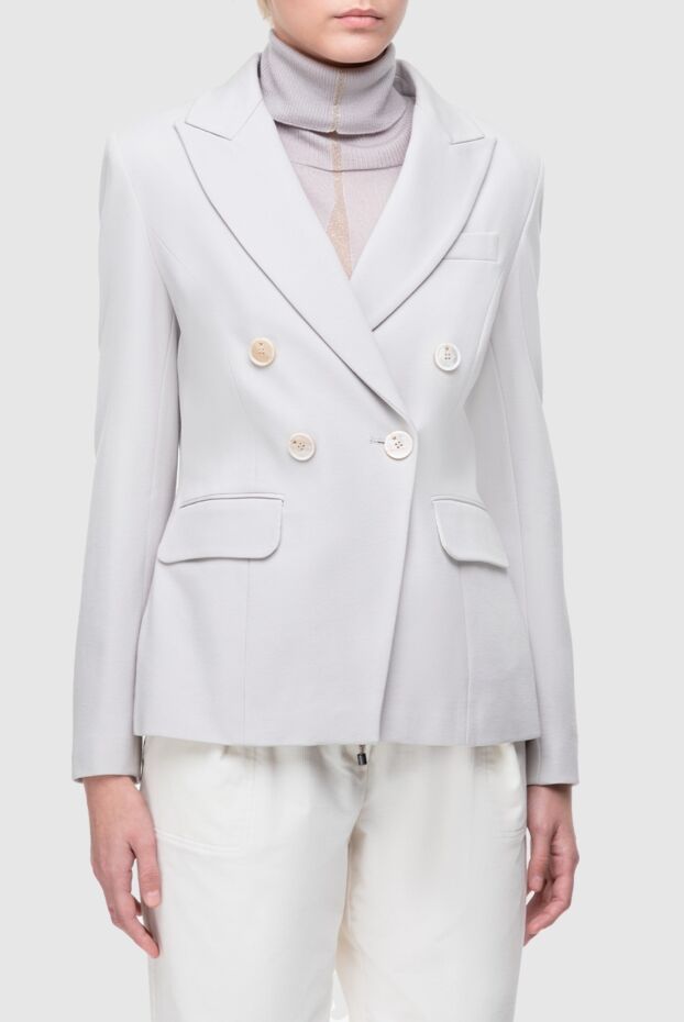 Lorena Antoniazzi women's light gray double-breasted jacket with contrasting buttons 163452 - photo 3