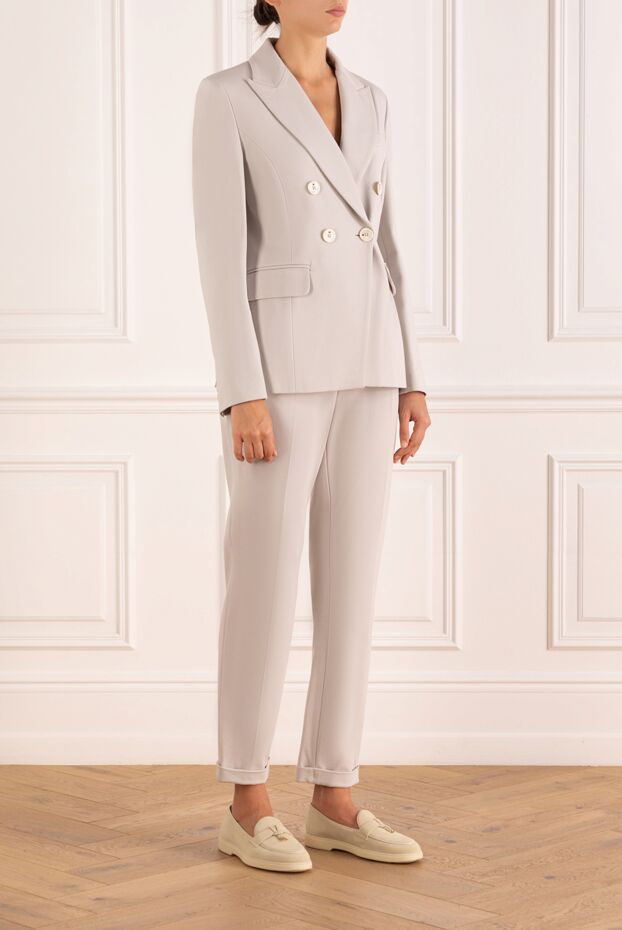 Lorena Antoniazzi women's light gray double-breasted suit with straight trousers
 163453 - photo 3