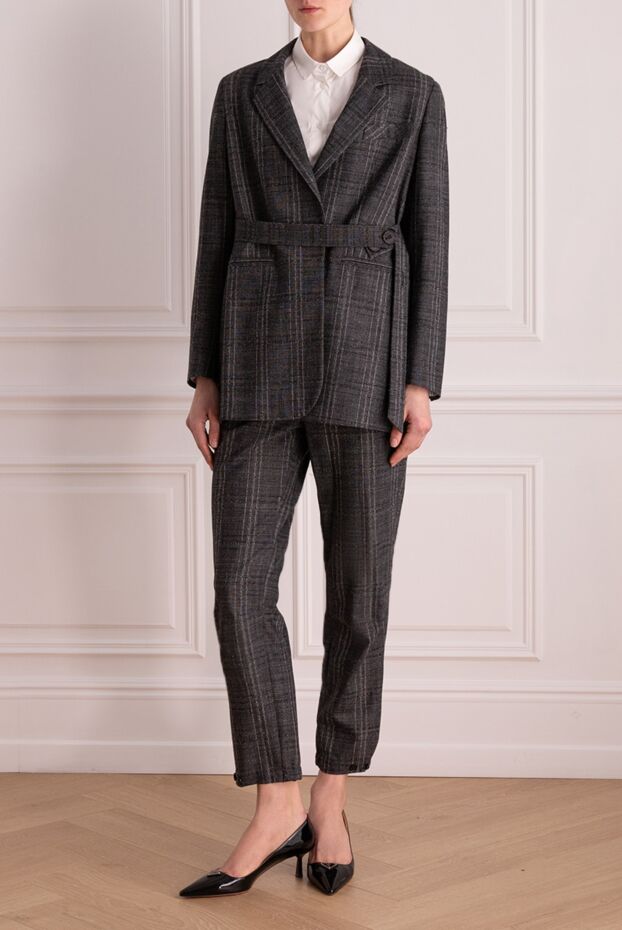 Lorena Antoniazzi women's fitted grey wool suit with jacket and straight trousers
 163455 - photo 2
