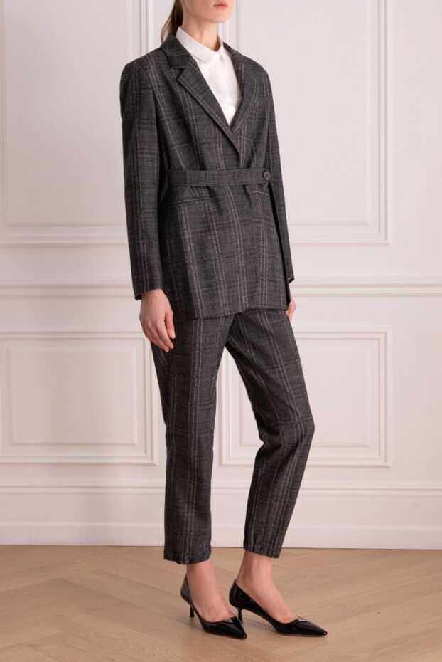 Lorena Antoniazzi women's fitted grey wool suit with jacket and straight trousers
 163455 - photo 3