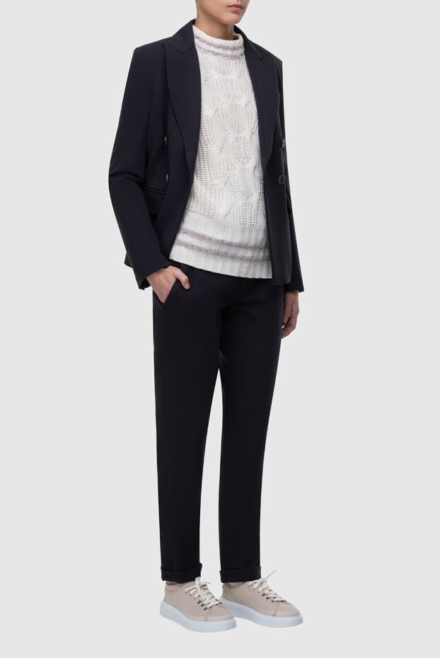 Lorena Antoniazzi women's dark blue double-breasted suit with jacket and tapered trousers
 163456 - photo 2