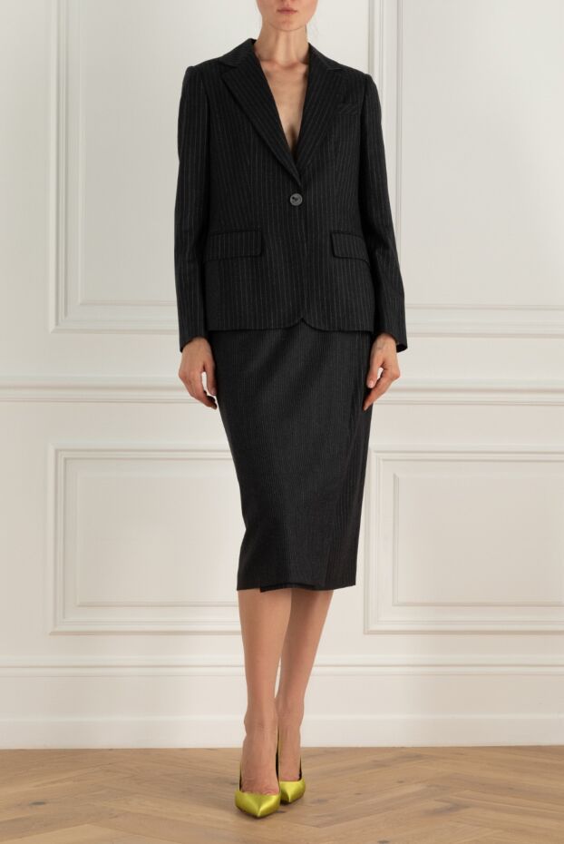 Lorena Antoniazzi costume with a skirt made of wool and elastane gray for women 163459 - photo 2