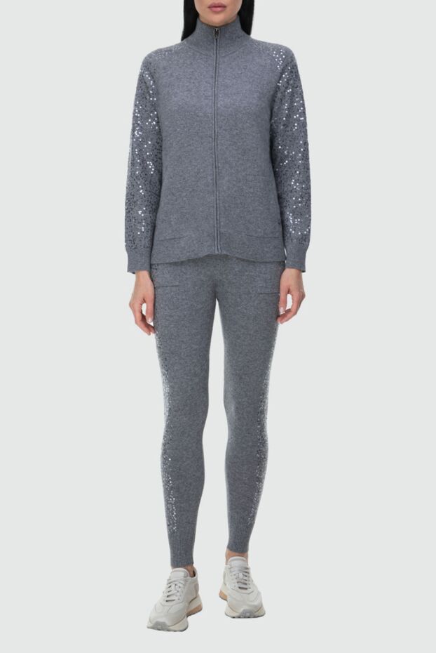 Cashmere & Silk Milano gray cashmere suit with zipper and sequin decoration on the sides
 163530 - photo 2