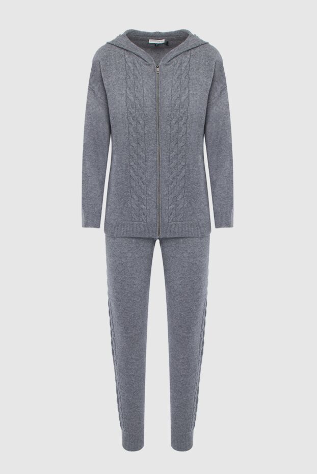 Cashmere & Silk Milano women's grey cashmere walking suit with knitted relief 163531 - photo 1