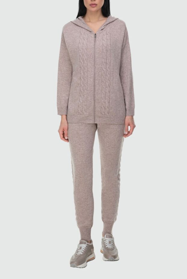Cashmere & Silk Milano beige cashmere knit suit with hood and cable pattern
 163532 - photo 2