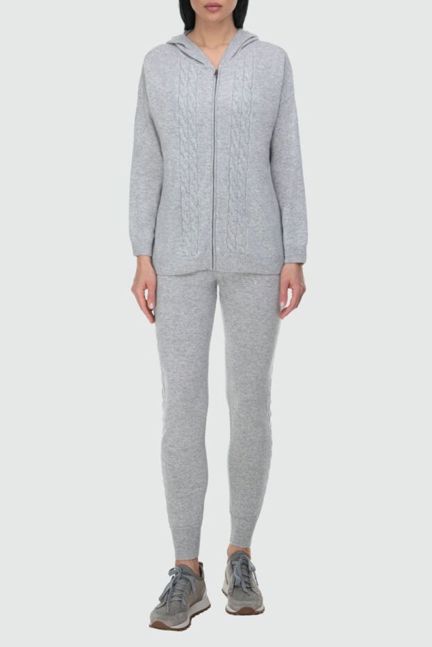 Cashmere & Silk Milano women's cashmere suit light gray with a relief knitted pattern
 163534 - photo 2