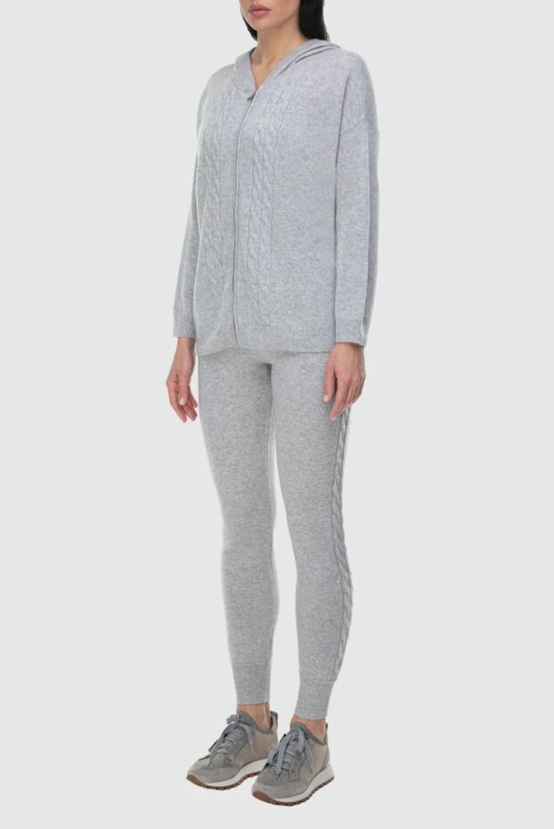 Cashmere & Silk Milano women's cashmere suit light gray with a relief knitted pattern
 163534 - photo 3