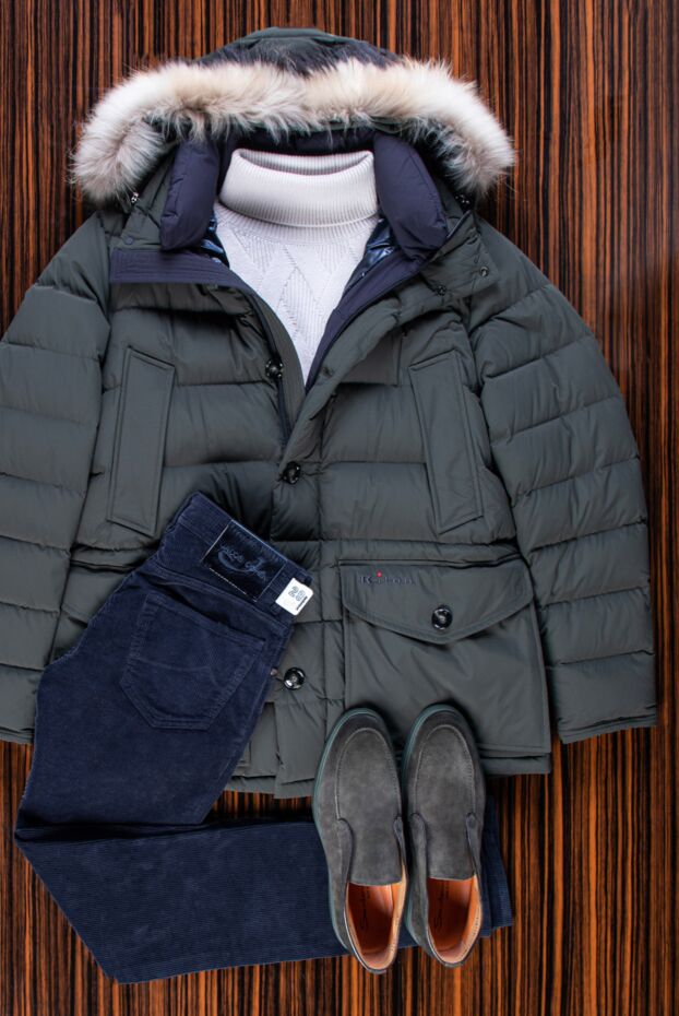 Kiton капюшоны мен қалтасы жамылғысы түкті ерлер зәйтүн мамығы 163553 - фото 2