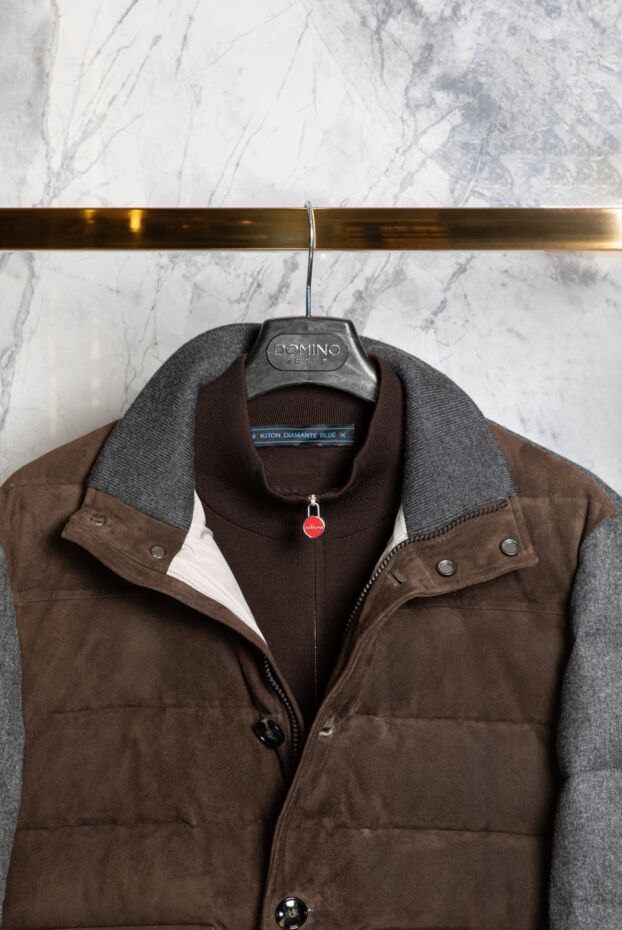 Kiton таза былғарыдан тігілген ерлерге арналған күрте, қоңыр түсті 163554 - фото 2