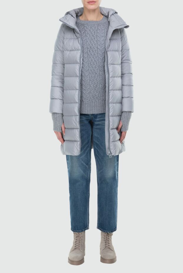 Herno gray elongated down jacket with a hood and glove-cuffs
 163568 - photo 2