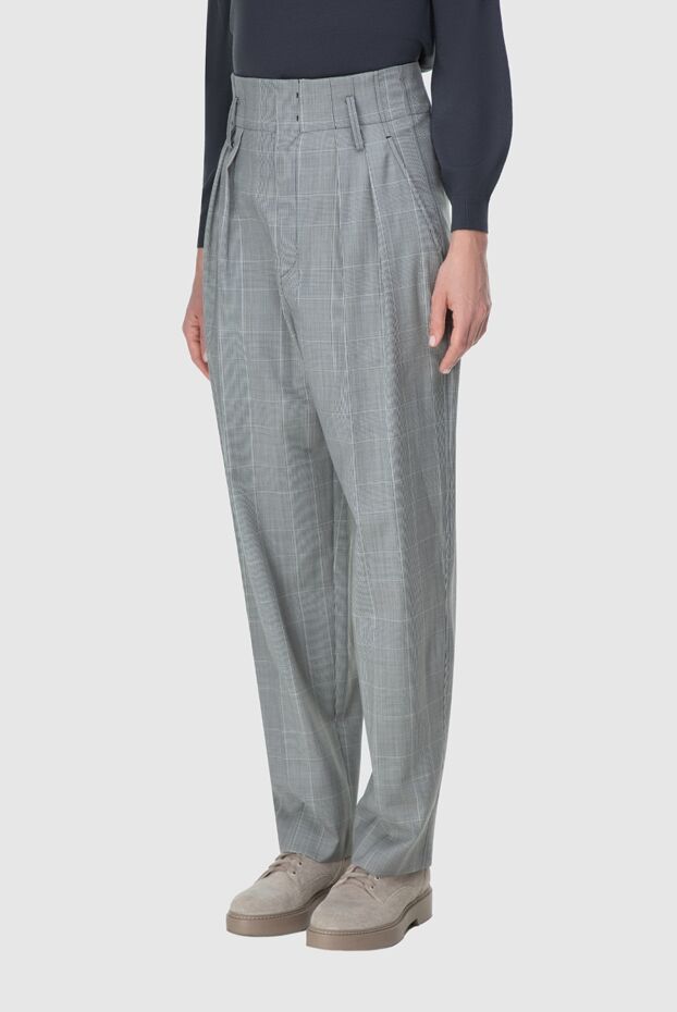 Isabel Marant women's wool pants in checkered print gray 163656 - photo 3