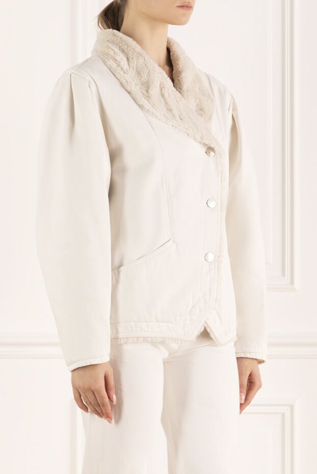 Isabel Marant cotton jacket with a voluminous milk-colored fur collar
 163669 - photo 3