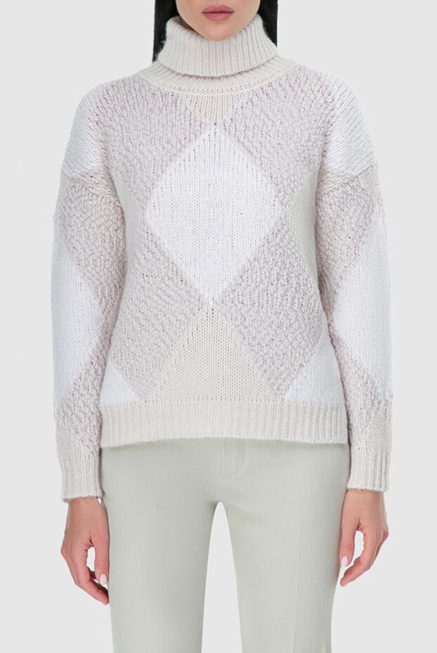 Peserico light pink women’s jumper with a diamond pattern 163712 - photo 3