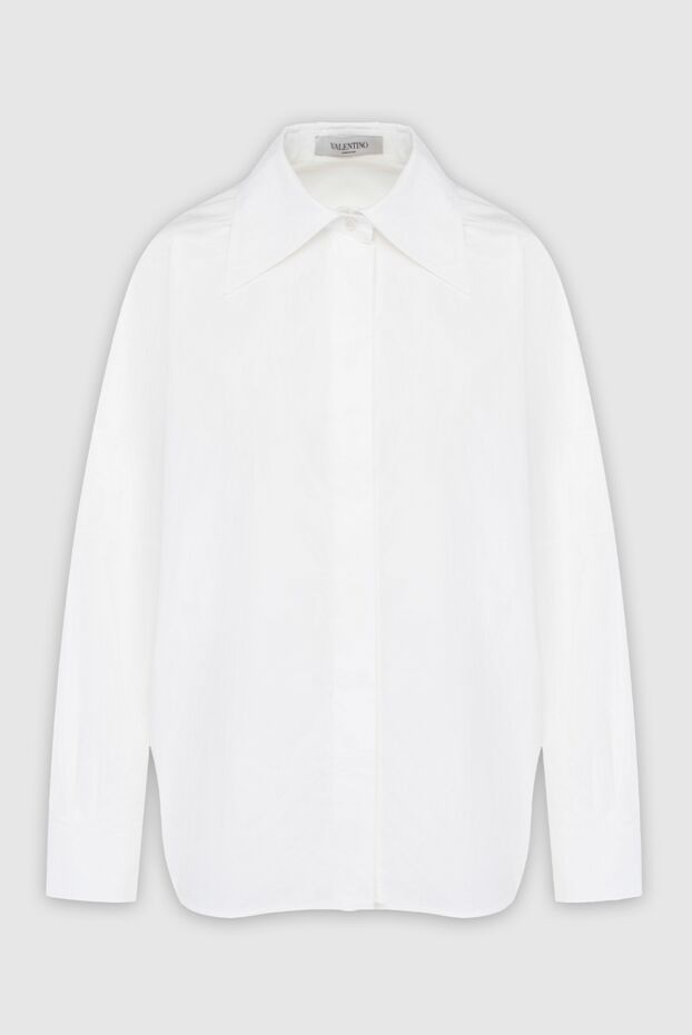 Valentino кең жағалы мақтадан жасалған әйелдер блузкасы ақ 163768 - фото 1
