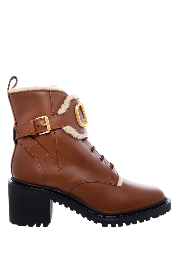 Valentino women's brown boots made of leather and fur with a logo 163772 - photo 1