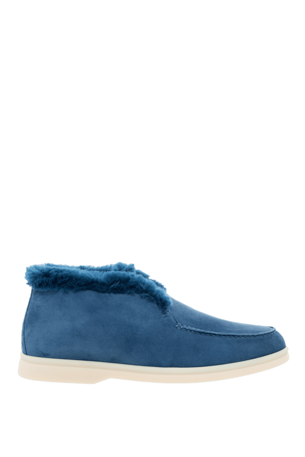 Loro Piana loafers women's classic nubuck and fur blue 163803 - photo 1