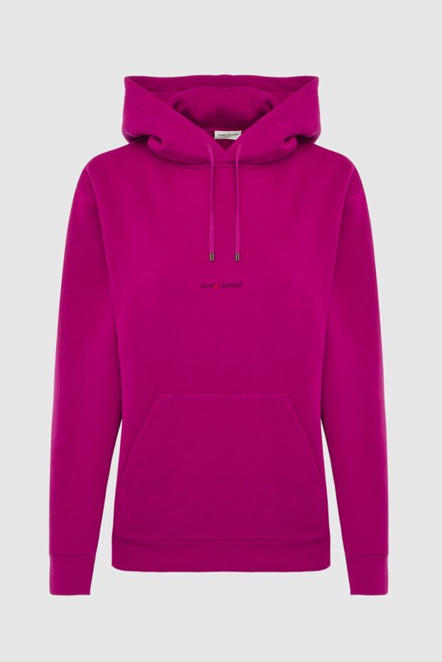Saint Laurent cotton hoodie pink women's with logo on chest and kangaroo pocket 163905 - photo 1