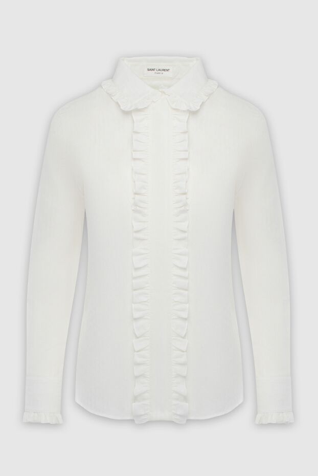 Saint Laurent жабо мен рюштары бар әйелдер блузкасы ақ 163911 - фото 1