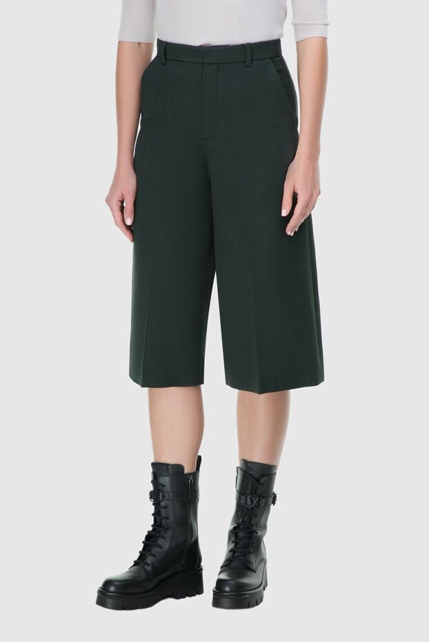 Saint Laurent брюки из шерсти зеленые женские 163913 - фото 2