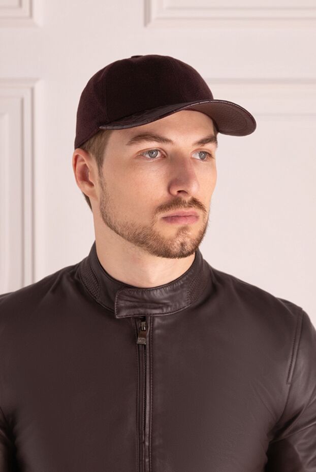 Cesare di Napoli cap made of alligator leather and cashmere burgundy for men 163933 - photo 3