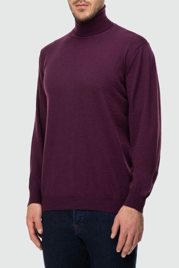 Cesare di Napoli purple-burgundy basic wool turtleneck for men 163997 - photo 3
