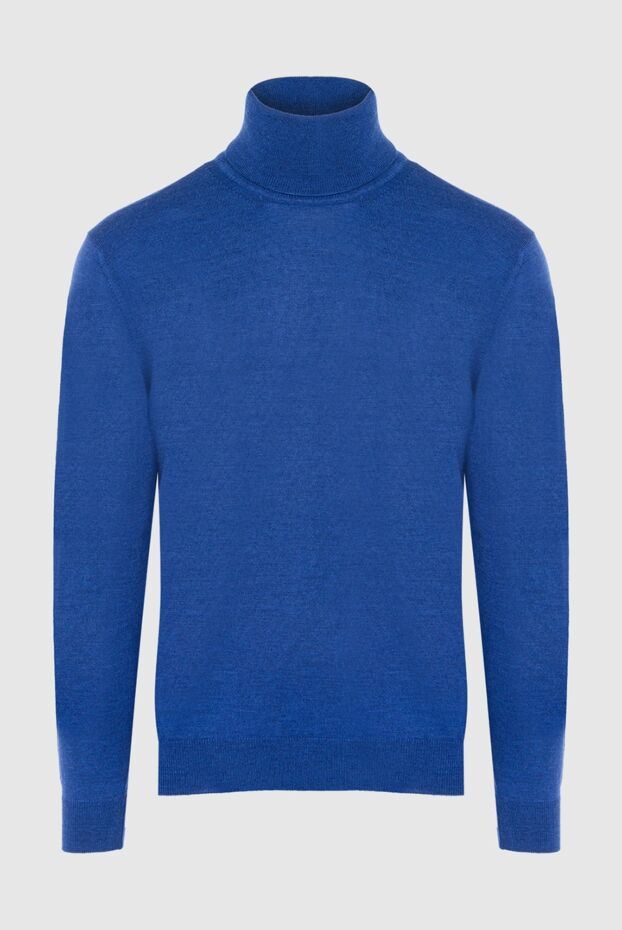 Cesare di Napoli bright blue basic wool turtleneck for men 164001 - photo 1
