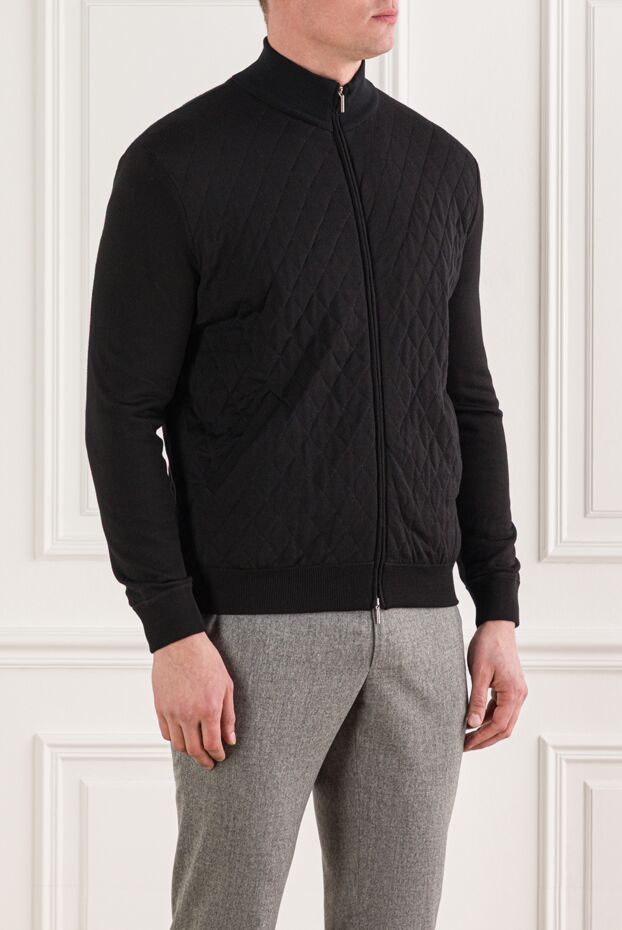 Cesare di Napoli black wool sports sweatshirt for men 164047 - photo 3