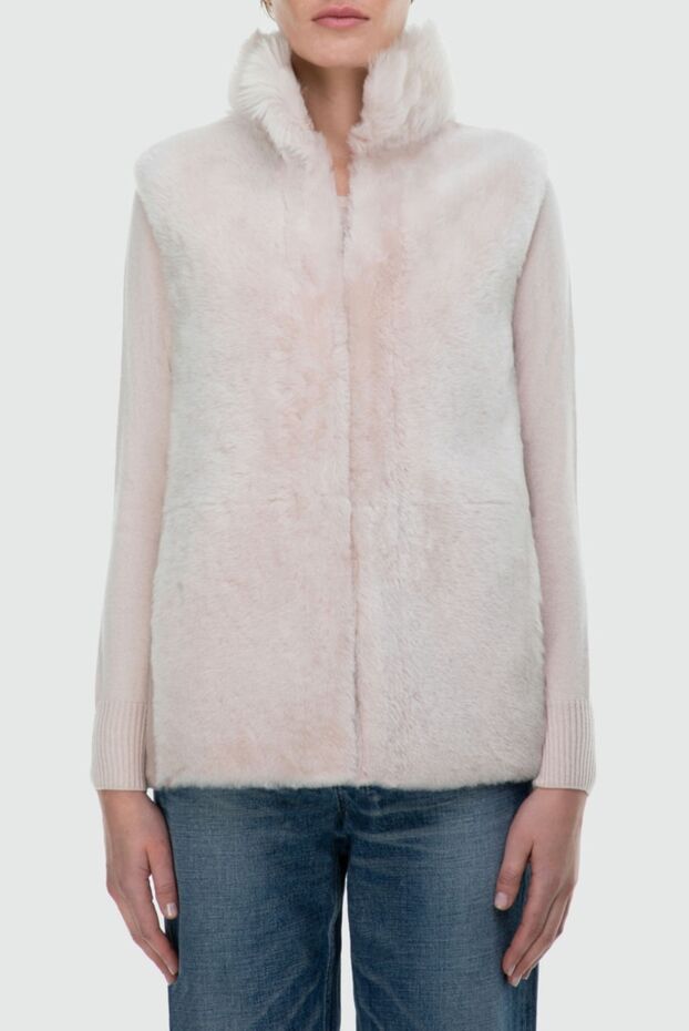 Peserico women's light-colored vest made of natural fur with a stand-up collar
 164064 - photo 3