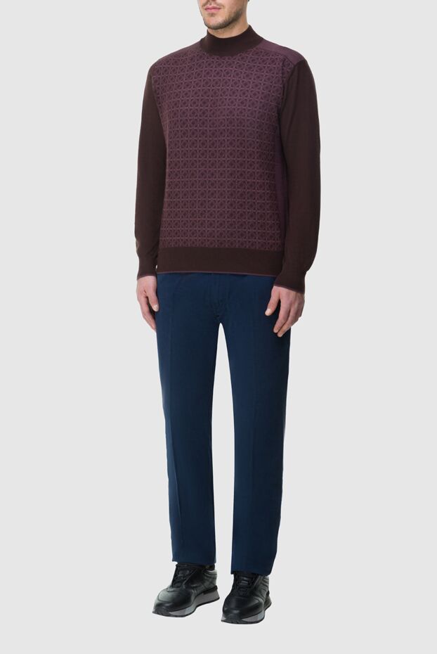 Stefano Ricci burgundy cashmere jumper with silk and geometric pattern 164092 - photo 2