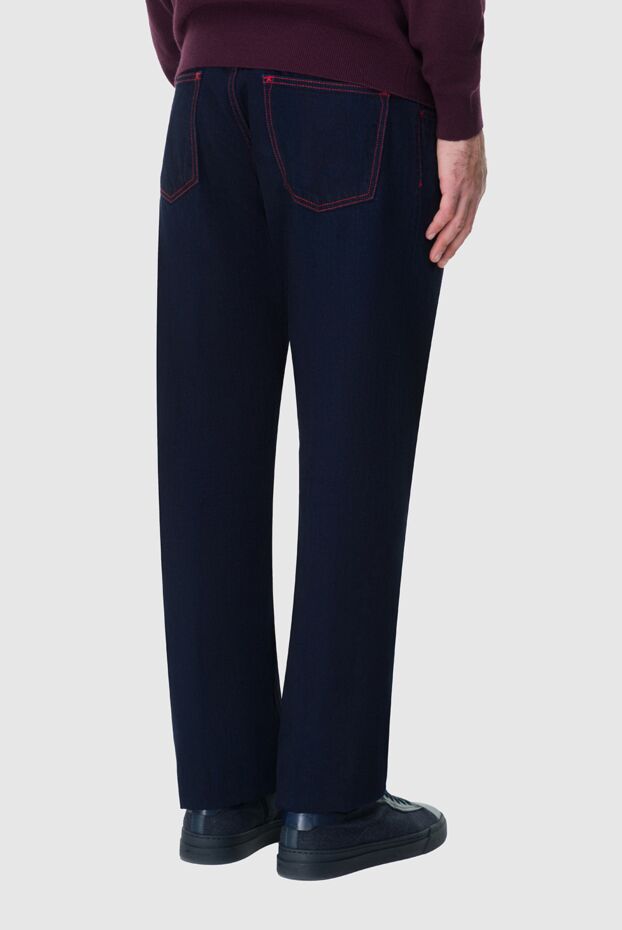 Stefano Ricci ерлерге арналған қызыл тігісі бар көк мақта және эластан джинсы шалбар 164115 - фото 3