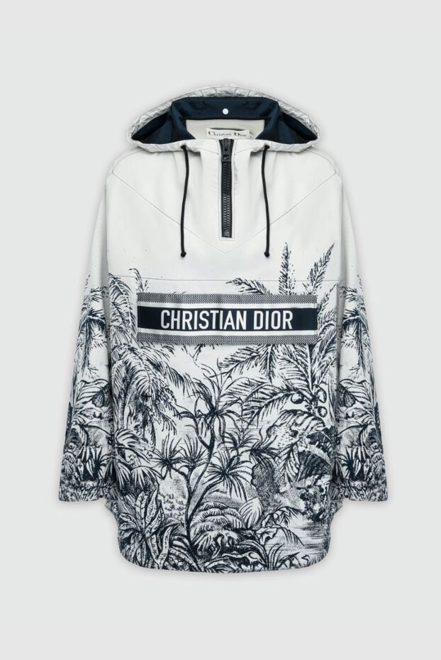 Anorak with hood and Toile de Jouy print white and blue - photo 1