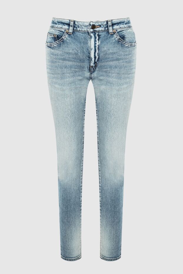 Saint Laurent ашық көк скинни джинсы әйелдерге арналған, өңдеу эффектісімен 164198 - фото 1