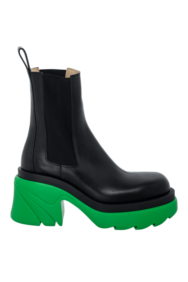 Bottega Veneta women's black leather boots with a bright green sole 164218 - photo 1
