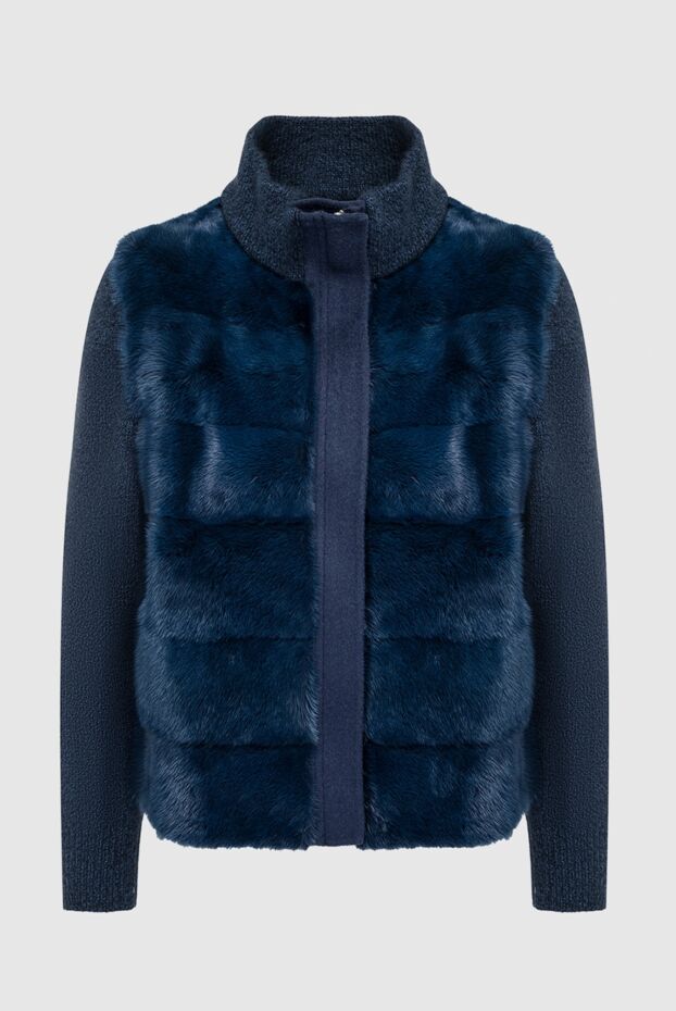Antonio Arnesano jacket with natural mink fur and down back blue women's 164229 - photo 1