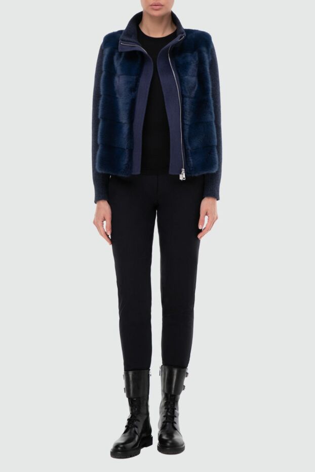 Antonio Arnesano jacket with natural mink fur and down back blue women's 164229 - photo 2