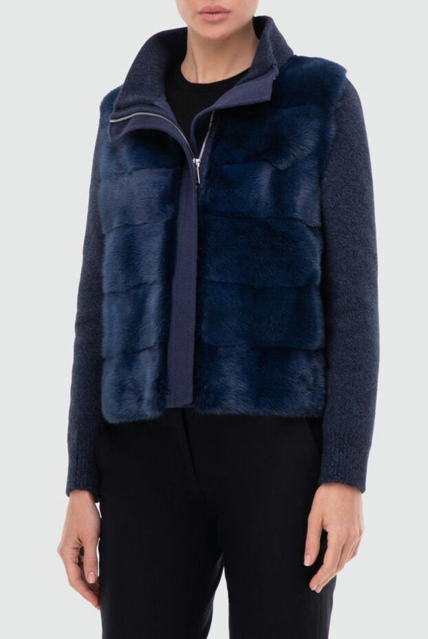 Antonio Arnesano jacket with natural mink fur and down back blue women's 164229 - photo 3