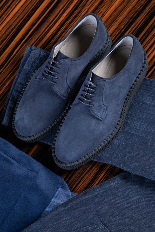Kiton dark blue suede shoes with chunky serrated soles
 164230 - photo 2