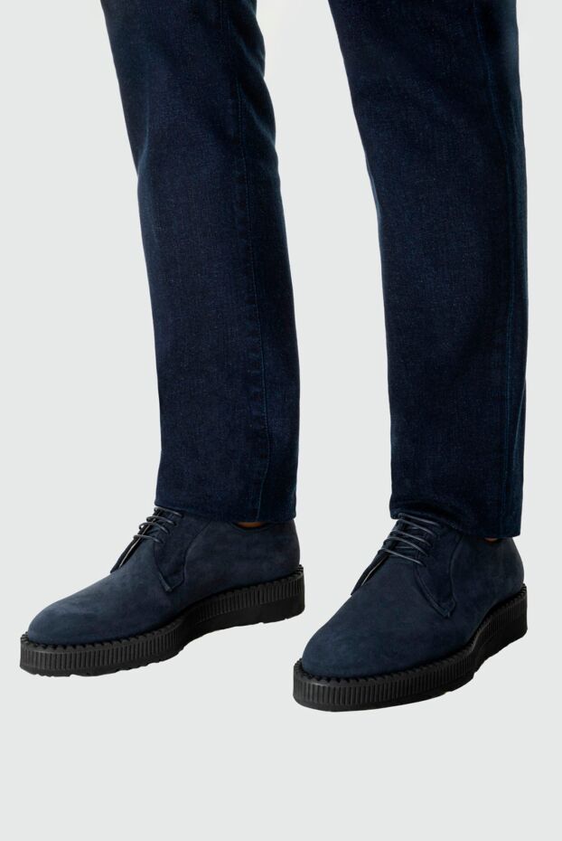 Kiton dark blue suede shoes with chunky serrated soles
 164230 - photo 3
