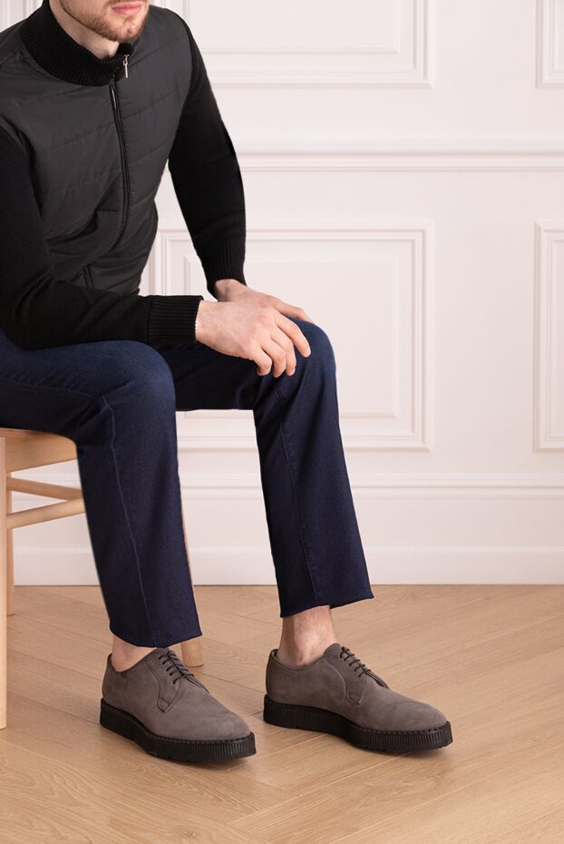 Kiton grey suede derby shoes with wide ribbed platform
 164231 - photo 2