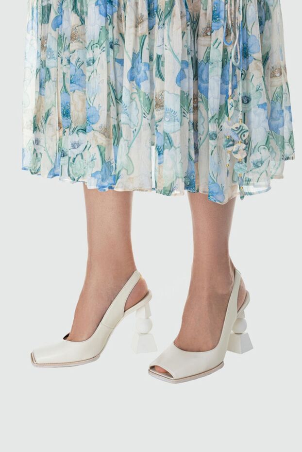 Jacquemus геометриялық өкшесі бар ақ былғарыдан жасалған әйелдердің туфлилері 164243 - фото 2