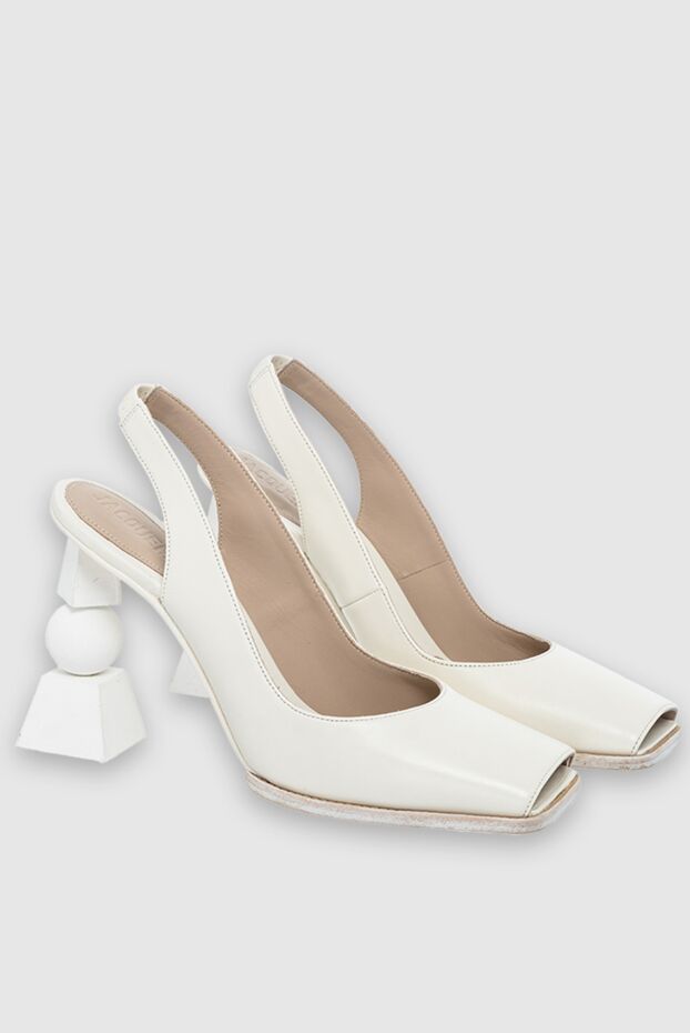 Jacquemus геометриялық өкшесі бар ақ былғарыдан жасалған әйелдердің туфлилері 164243 - фото 3