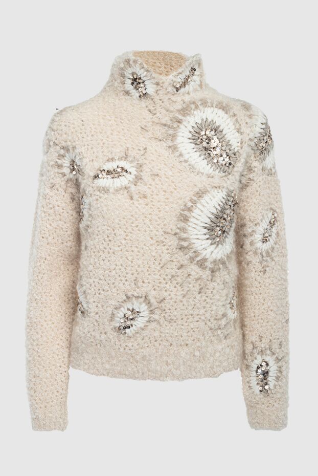 Brunello Cucinelli beige women’s jumper with a pattern decorated with sequins 164280 - photo 1