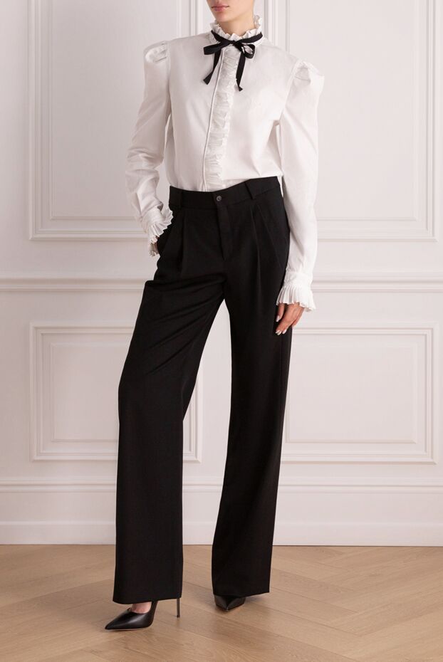 Saint Laurent брюки женские черные из шерсти 164368 - фото 2