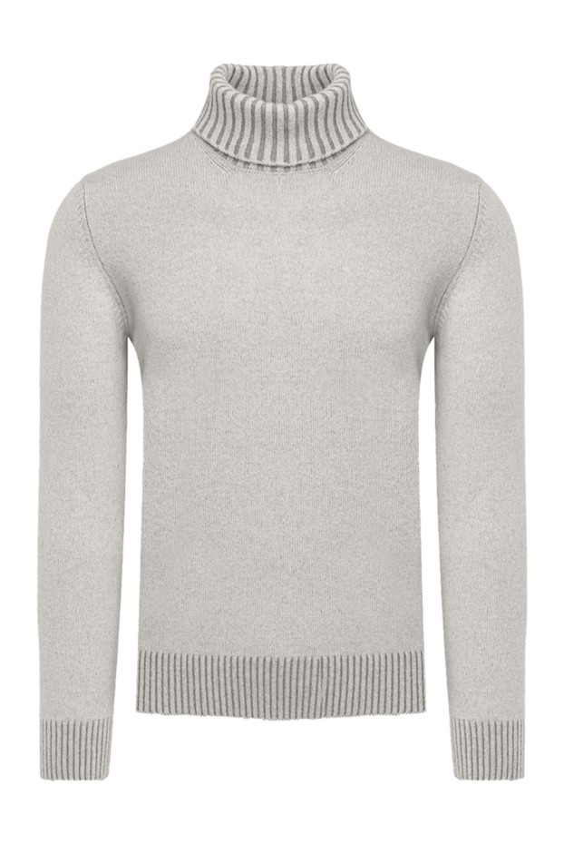 Gran Sasso grey cashmere turtleneck with contrast trimmed edges for men 164438 - photo 1