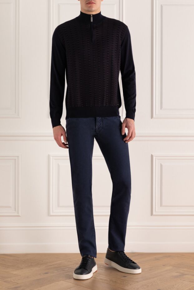 Troyer in cashmere and silk with a stand-up collar and a short zip - photo 2