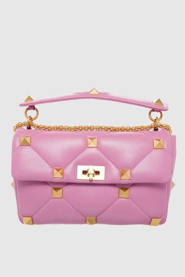 Valentino women's top handbag pink leather with metal inserts 164618 - photo 1