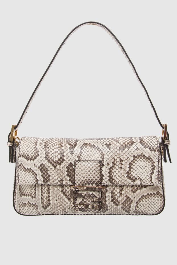 Fendi питон терісінің үлгісі бар әйелдердің бежевый сөмкесі 164677 - фото 1