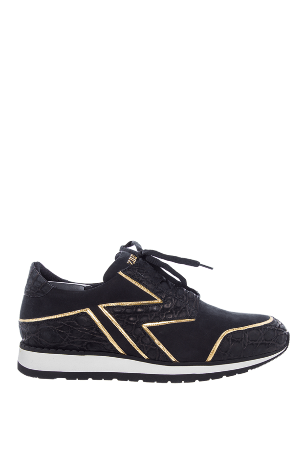 Zilli black crocodile and nubuck leather sneakers for men 164688 - photo 1